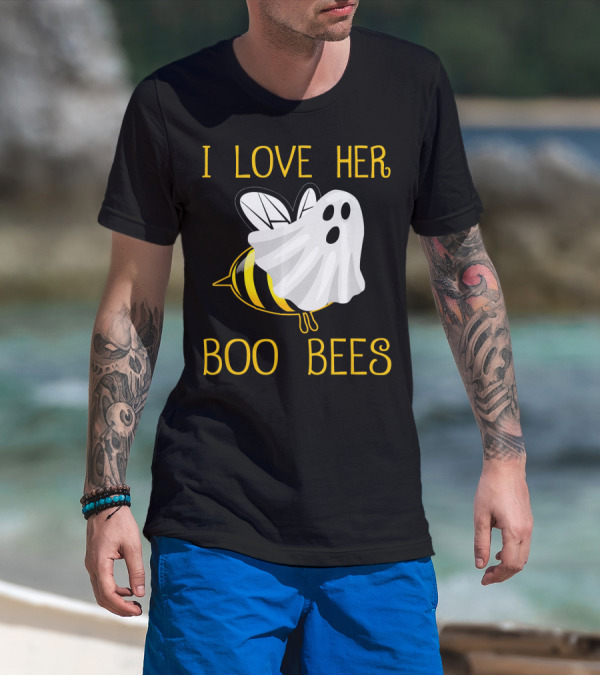 I Love Her Boo Bees Halloween Couple T-Shirt