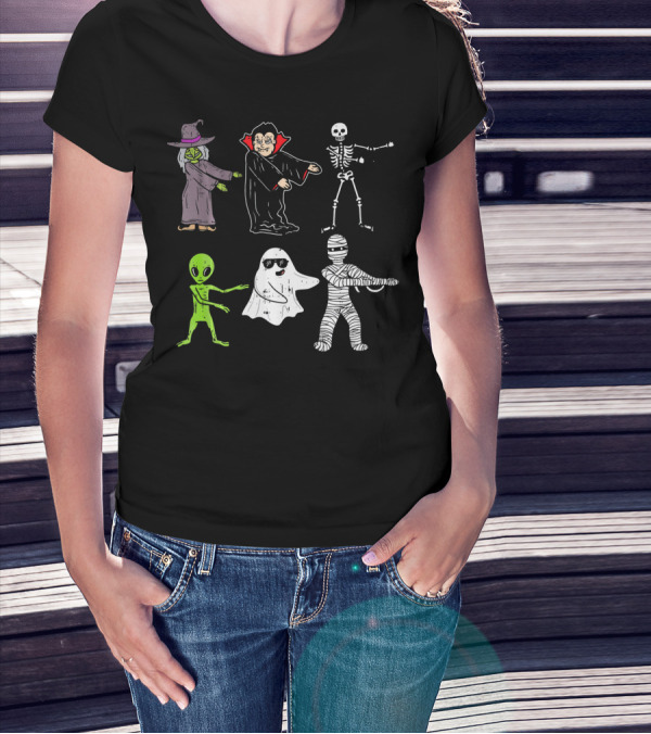 Witch Vampire Skeleton Ghost Alien Mummy Flossing Dance T-Shirt