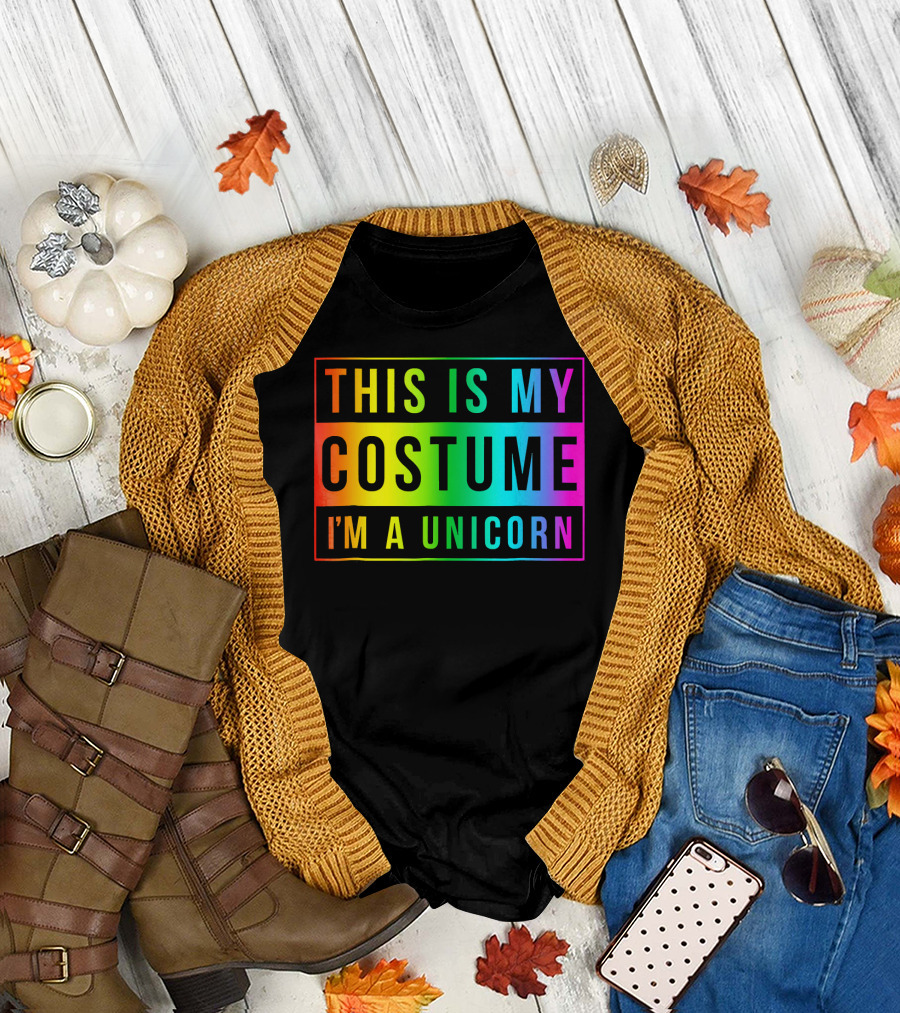 This Is My Costume I'm a Unicorn Halloween Easy Fun T-Shirt
