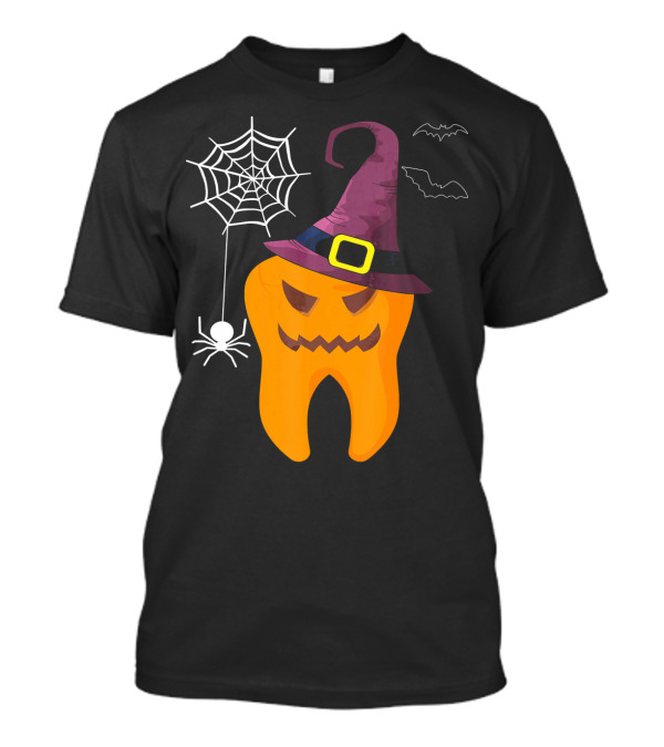 Halloween Dental Witch Dentist Tooth With Spider And Hat T-Shirt