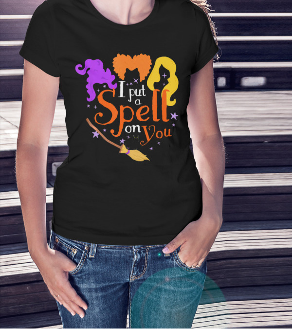I Put A Spell On You Witch Sisters Magical Broom Hair Trio T-Shirt