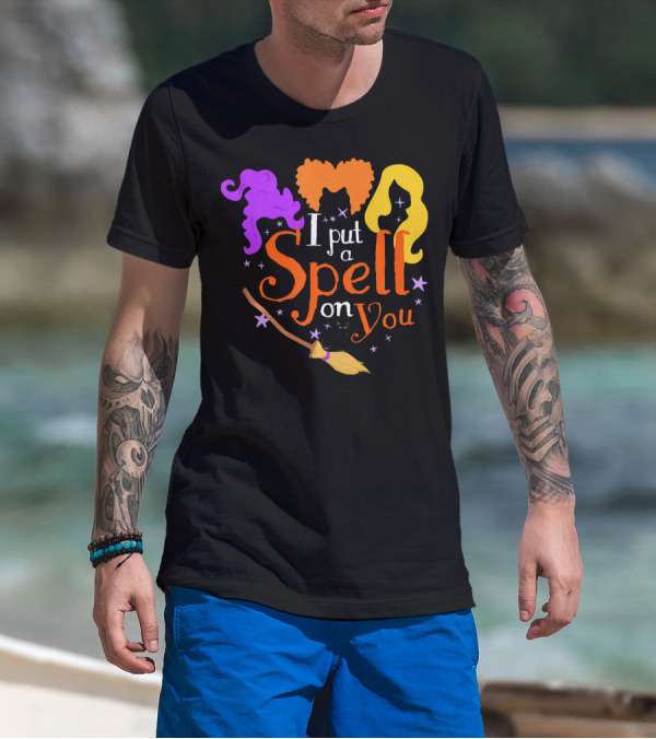I Put A Spell On You Witch Sisters Magical Broom Hair Trio T-Shirt