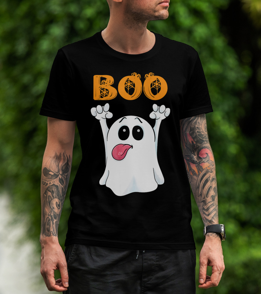 Boo Silly Ghost With Pumpkin Lettering T-Shirt