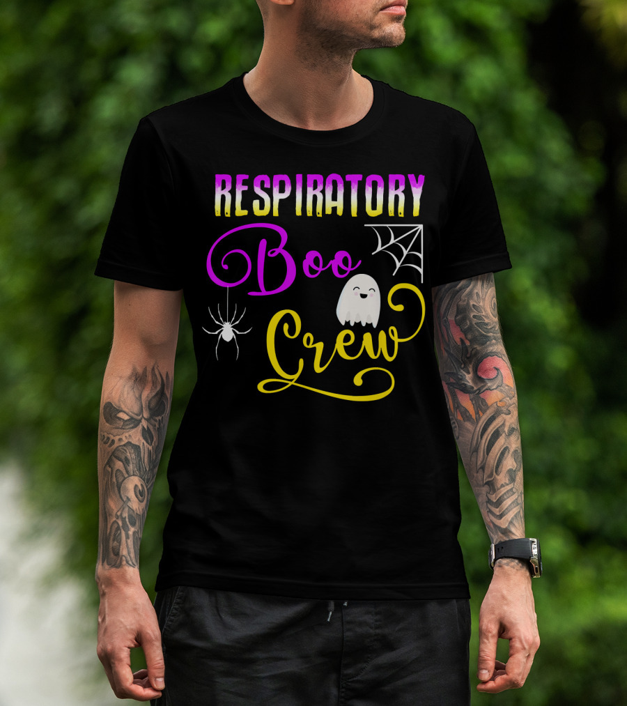 Respiratory Boo Crew Ghost And Spider Web T-Shirt