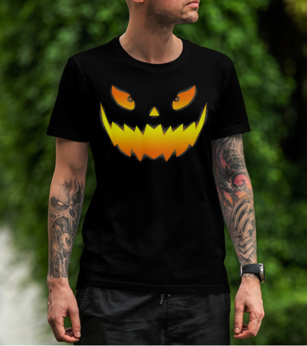 Smiling Glowing Jack O Lantern Pumpkin Face T-Shirt