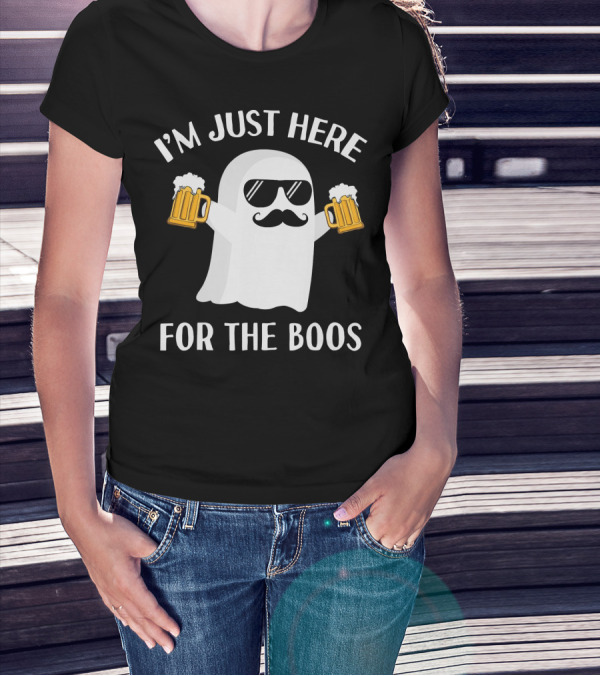 I'm Just Here For The Boos Funny Halloween Party Ghost Beer T-Shirt