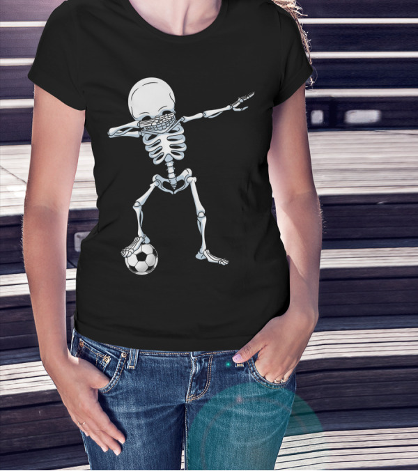 Dabbing Skeleton With Soccer Ball T-Shirt