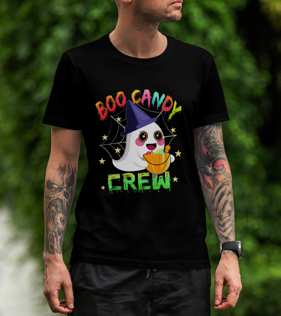 Boo Candy Crew Ghost Halloween Basket Stars Hat T-Shirt