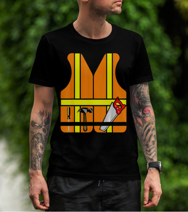 Orange Safety Vest With Tools - Construction Worker Role Play T-Shirt