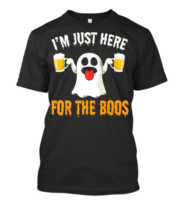I'm Just Here For The Boos Halloween Ghost With Beer Mugs T-Shirt