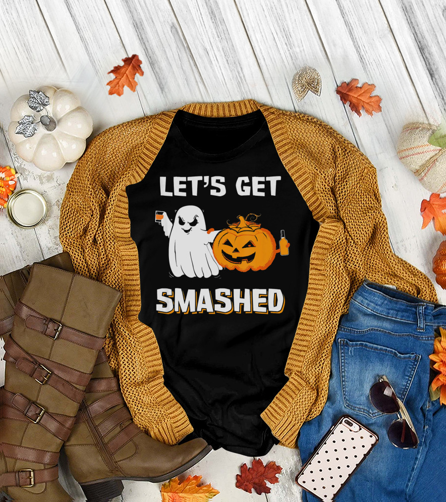 Let's Get Smashed Ghost Pumpkin Drinking T-Shirt
