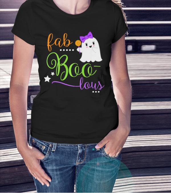 Fab Boo Lous Ghost With Bow And Stars T-Shirt