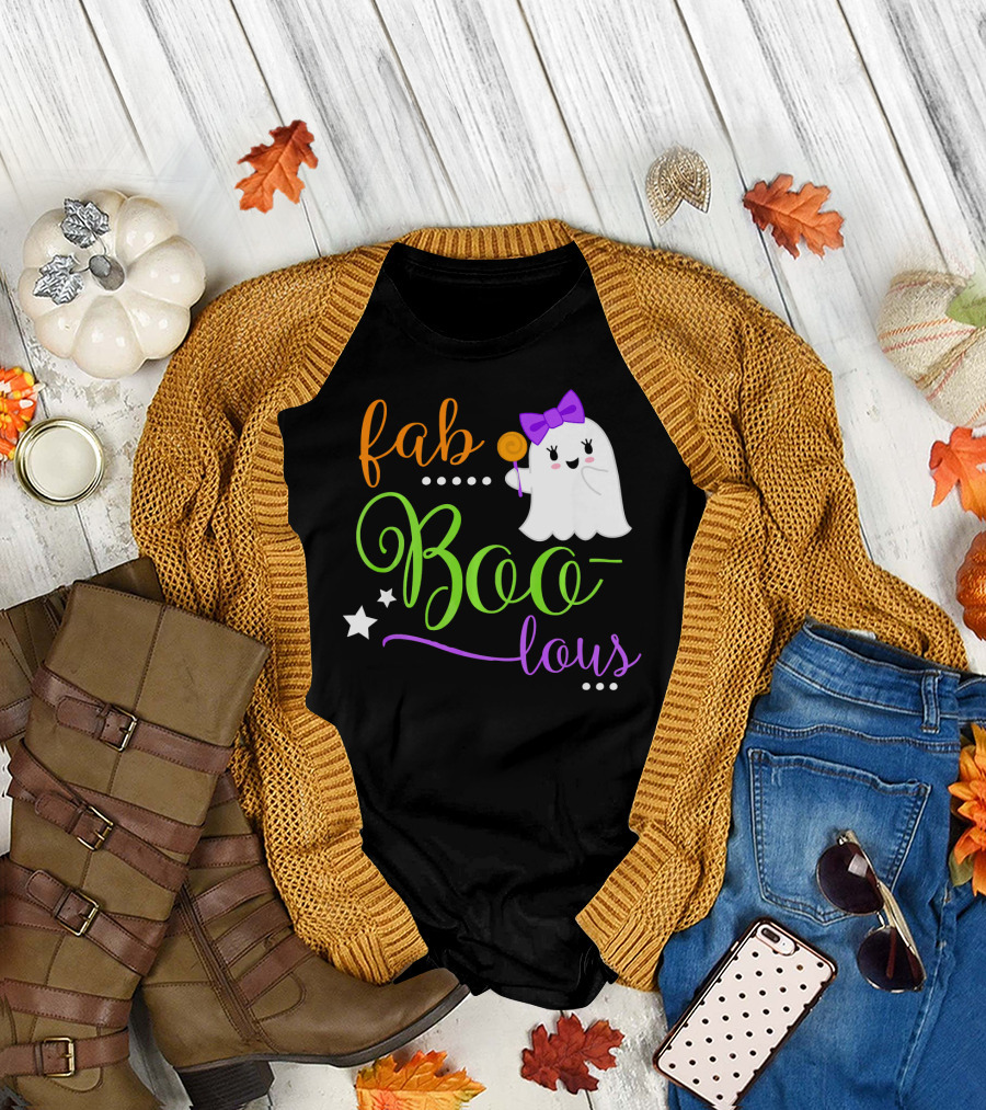 Fab Boo Lous Ghost with Bow and Stars T-Shirt