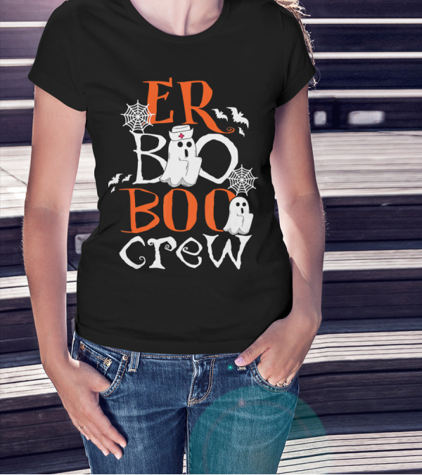 ER Boo Boo Crew Halloween Ghosts Nurse Spiders Bats T-Shirt