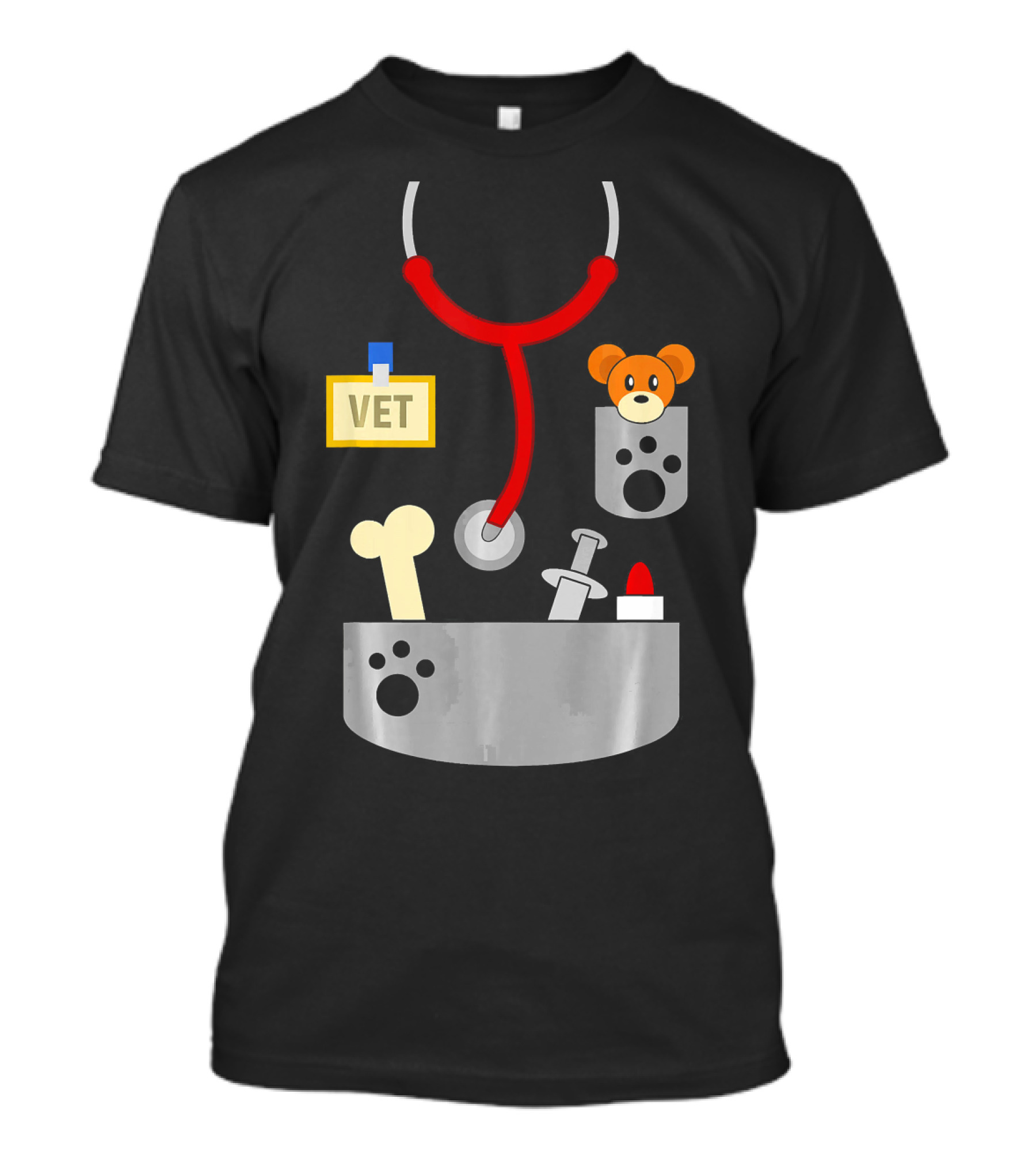 Halloween Vet Costume With Stethoscope And Plush Bear T-Shirt