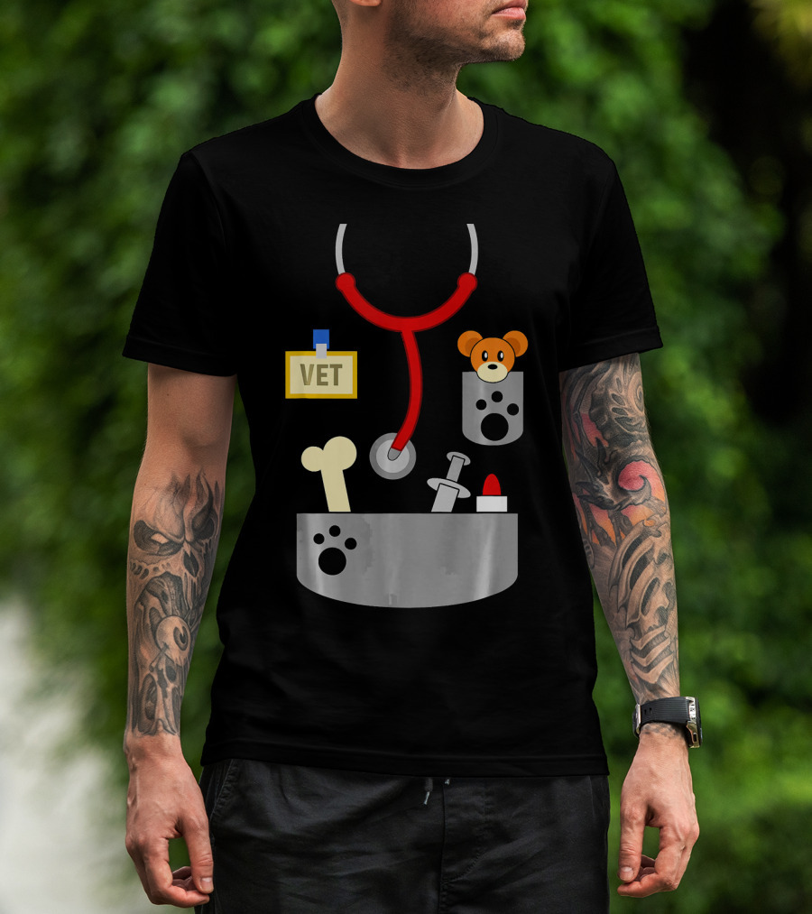 Halloween Vet Costume With Stethoscope And Plush Bear T-Shirt