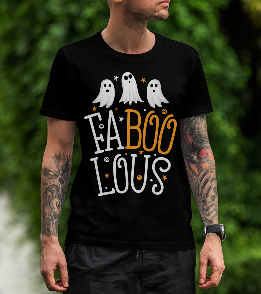 Faboolous Ghost Halloween Funny Pun With Boo And Spooky Stars T-Shirt
