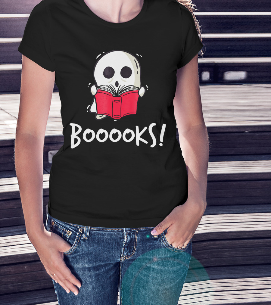 Booooks Ghost Holding Red Book T-Shirt