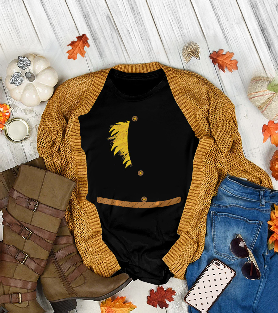 OZ Halloween Scarecrow Costume Elements with Straw Hat and Button Accents T-Shirt