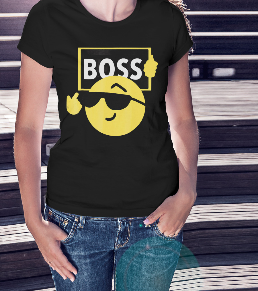 Halloween Funny Boss Emoji Sunglasses Mood T-Shirt