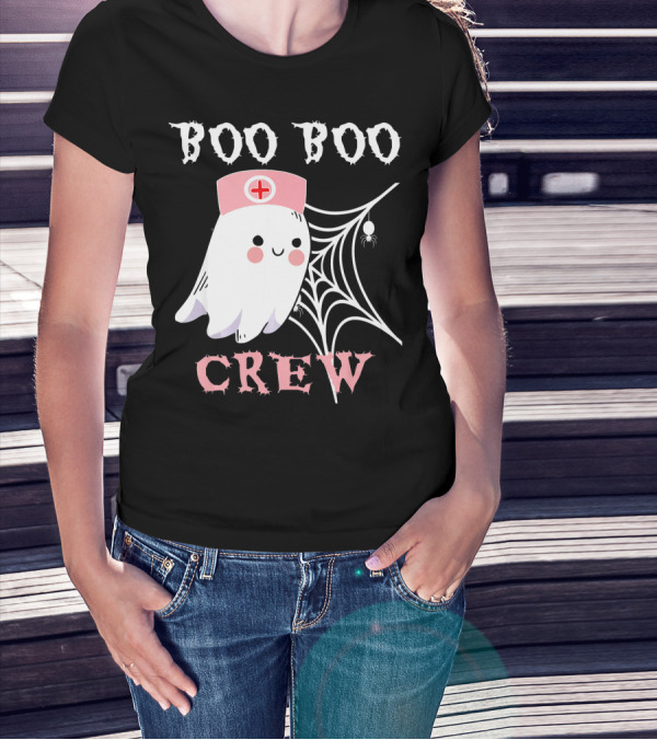 Boo Boo Crew Nurse Ghost With Web And Spider T-Shirt