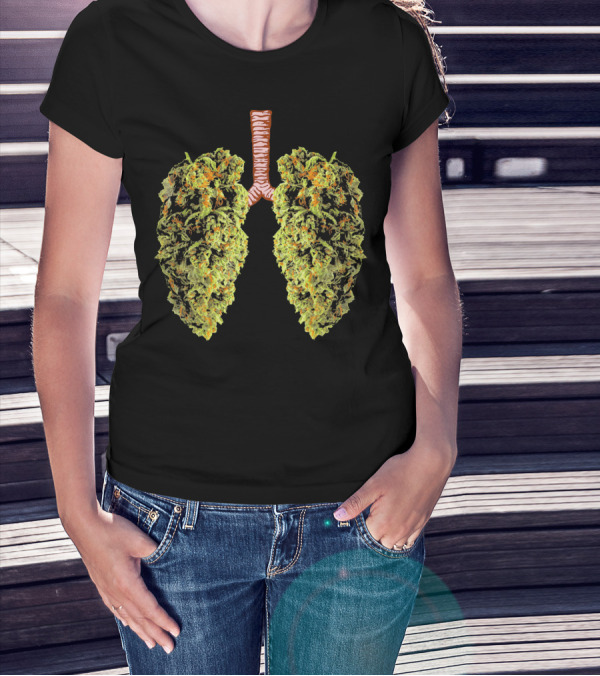 Funny Marijuana Bud Shaped Like Human Lungs T-Shirt