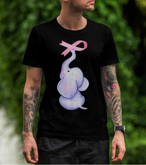 Breast Cancer Awareness Pink Ribbon Elephant T-Shirt