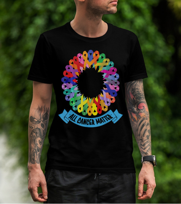 All Cancer Matter Colorful Awareness Ribbon Circle T-Shirt