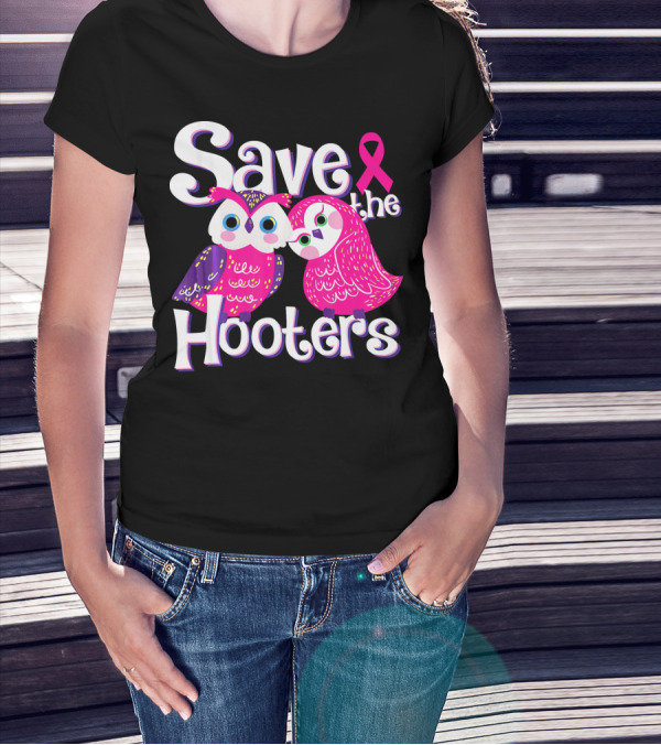 Save The Hooters Breast Cancer Awareness Owls And Pink T-Shirt