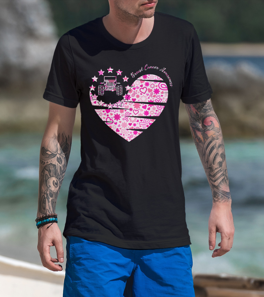 Breast Cancer Awareness Jeep Heart T-Shirt