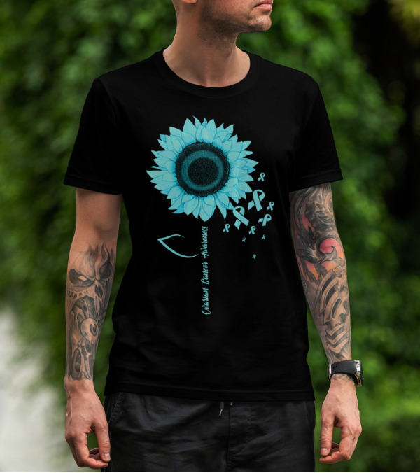 Ovarian Cancer Awareness Sunflower Ribbon T-Shirt