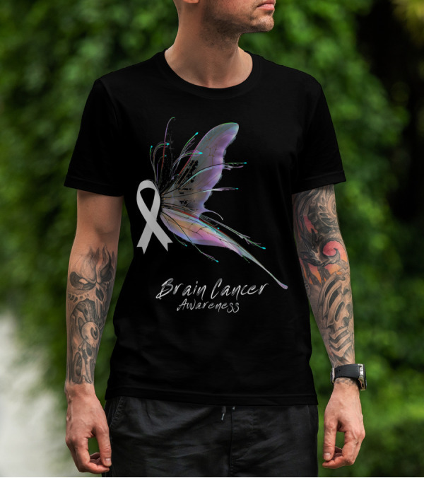 Brain Cancer Awareness Ribbon Butterfly T-Shirt