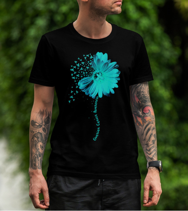 Ovarian Cancer Awareness Sunflower Ribbon Blossoms T-Shirt