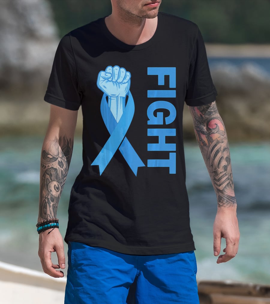 Fight Support Colon Cancer Awareness Rib Symbol Fist T-Shirt