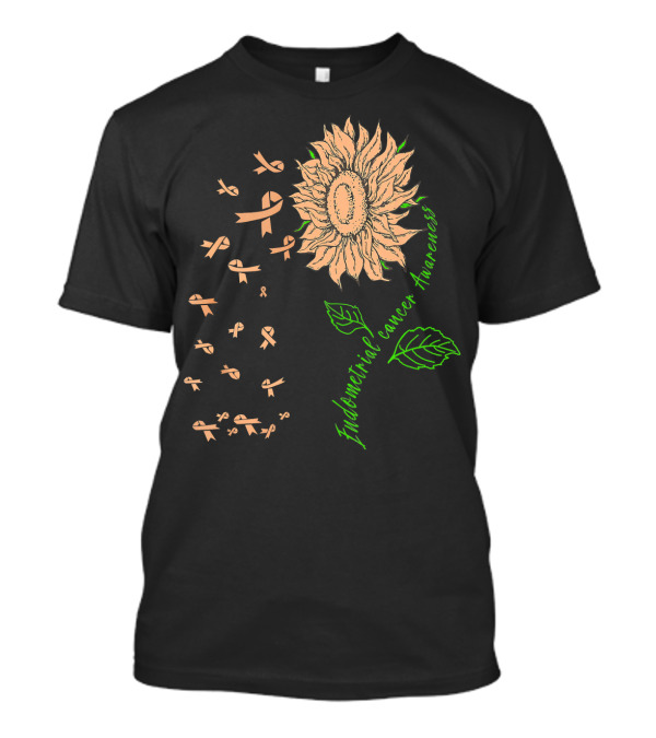 Sunflower Endometrial Cancer Awareness Ribbon Blossoms T-Shirt