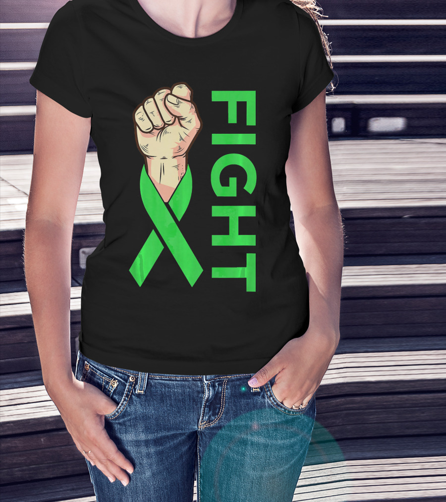 Fist Fight Bile Duct Cancer Green Ribbon Gallbladder T-Shirt
