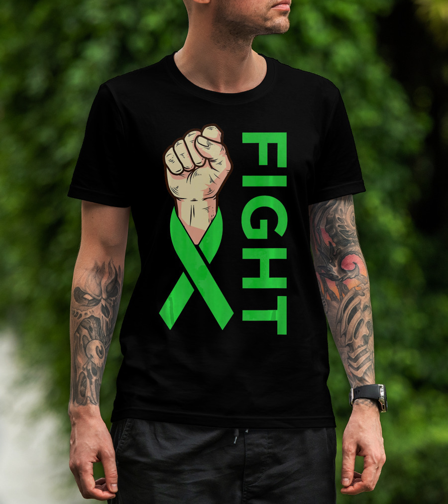 Fist Fight Bile Duct Cancer Green Ribbon Gallbladder T-Shirt