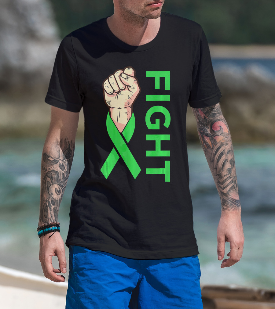 Fist Fight Bile Duct Cancer Green Ribbon Gallbladder T-Shirt