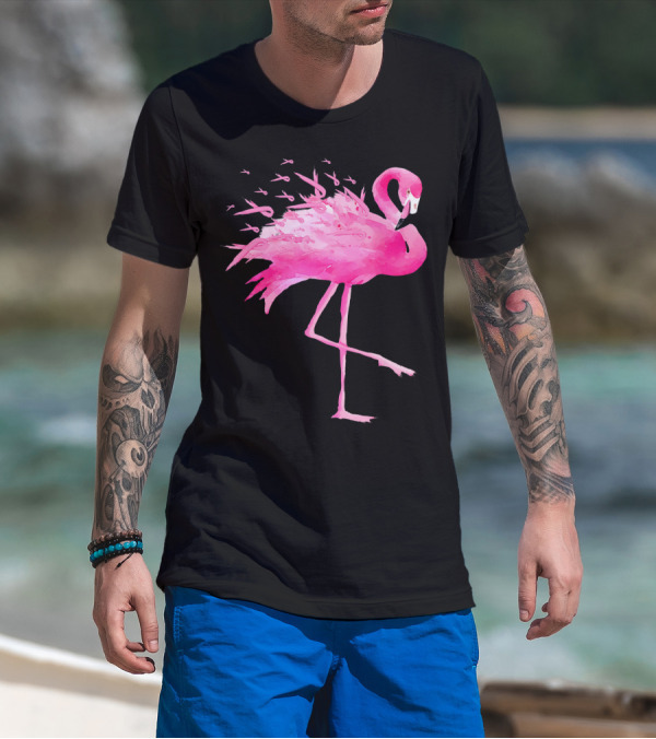 Flamingo Pink Ribbon Breast Cancer Awareness T-Shirt