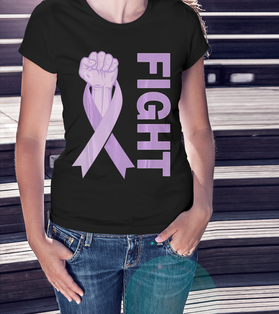 Fight Testicular Cancer Purple Ribbon Fist T-Shirt