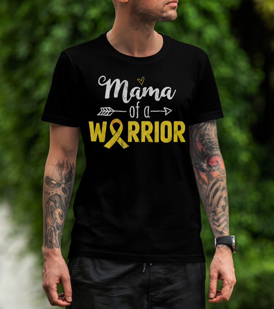 Mama Of A Warrior Childhood Cancer Awareness Yellow T-Shirt