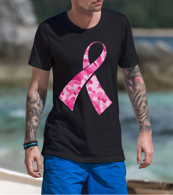 Pink Camouflage Ribbon Breast Cancer Awareness Month T-Shirt