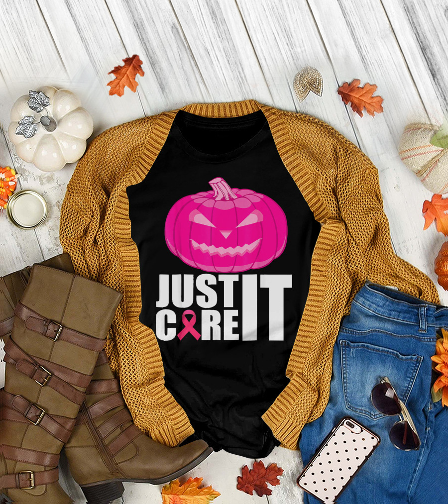 Just Cure It Pink Pumpkin Breast Cancer Awareness T-Shirt