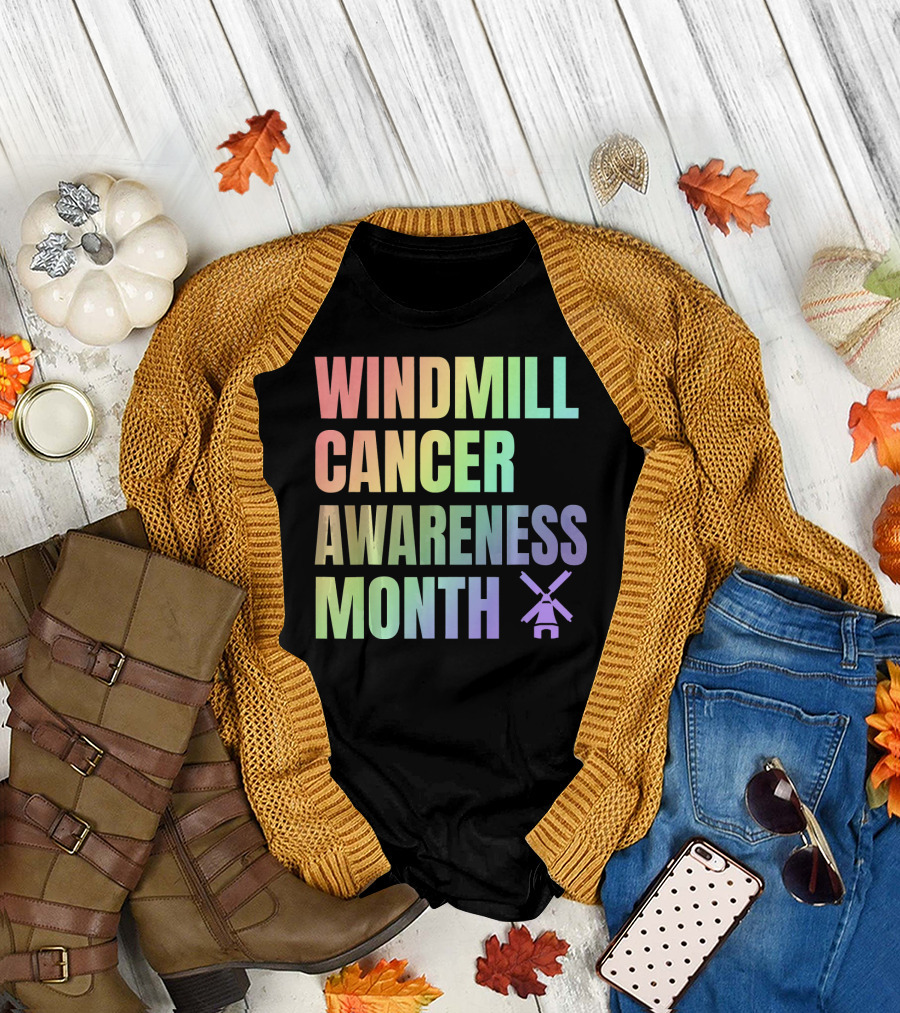 Windmill Cancer Awareness Month T-Shirt