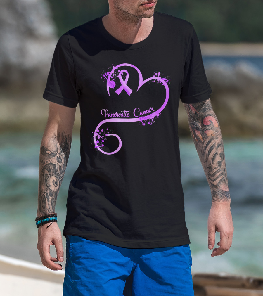 Heart Ribbon Pancreatic Cancer Awareness T-Shirt