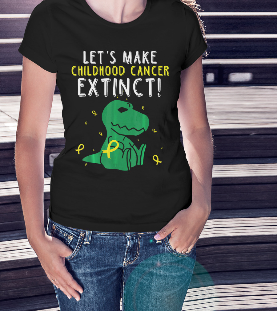 Let's Make Childhood Cancer Extinct T-Rex Dinosaur T-Shirt