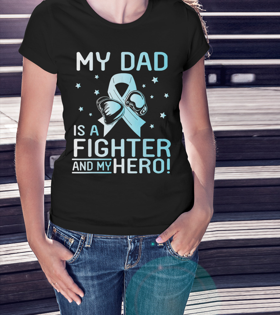 My Dad Is A Fighter And My Hero Boxing Gloves Ribbon Stars T-Shirt
