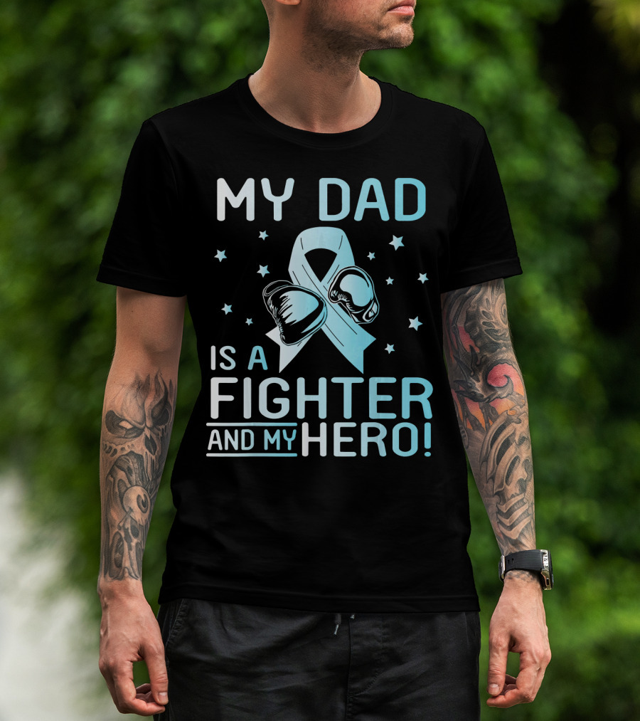 My Dad Is A Fighter And My Hero Boxing Gloves Ribbon Stars T-Shirt