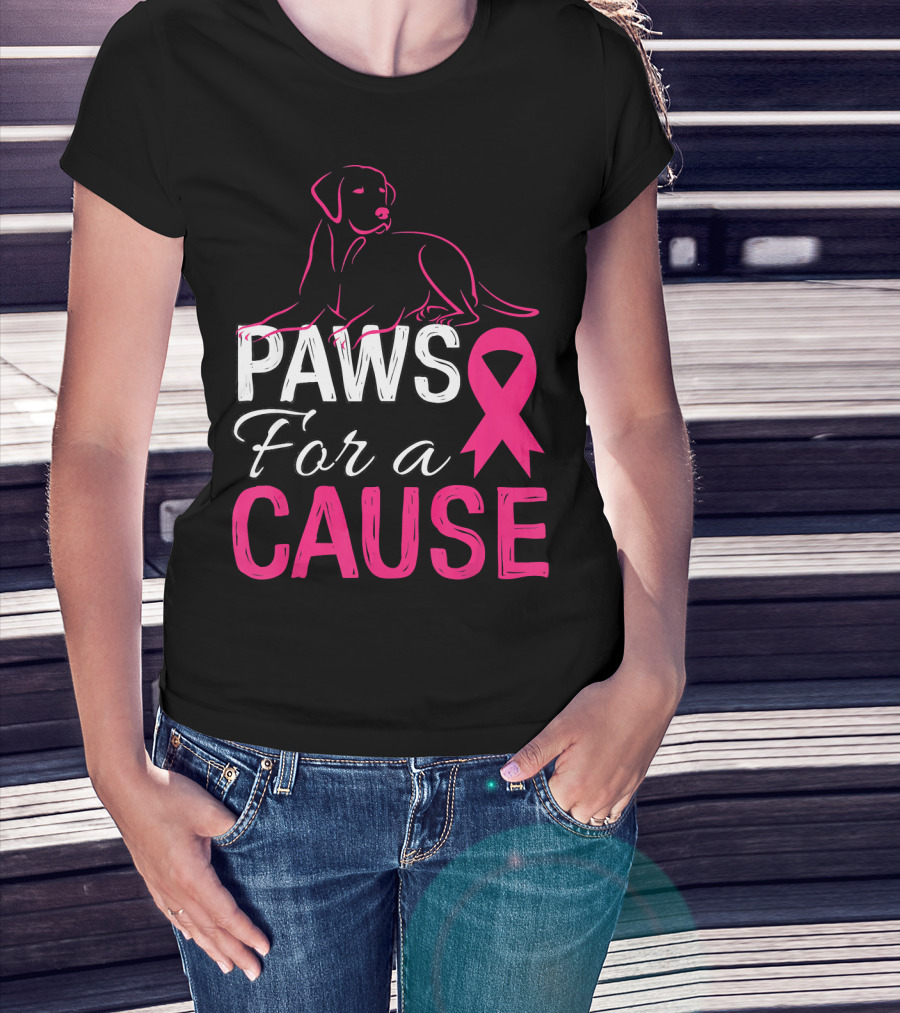 Paws For A Cause Breast Cancer Awareness Pink T-Shirt
