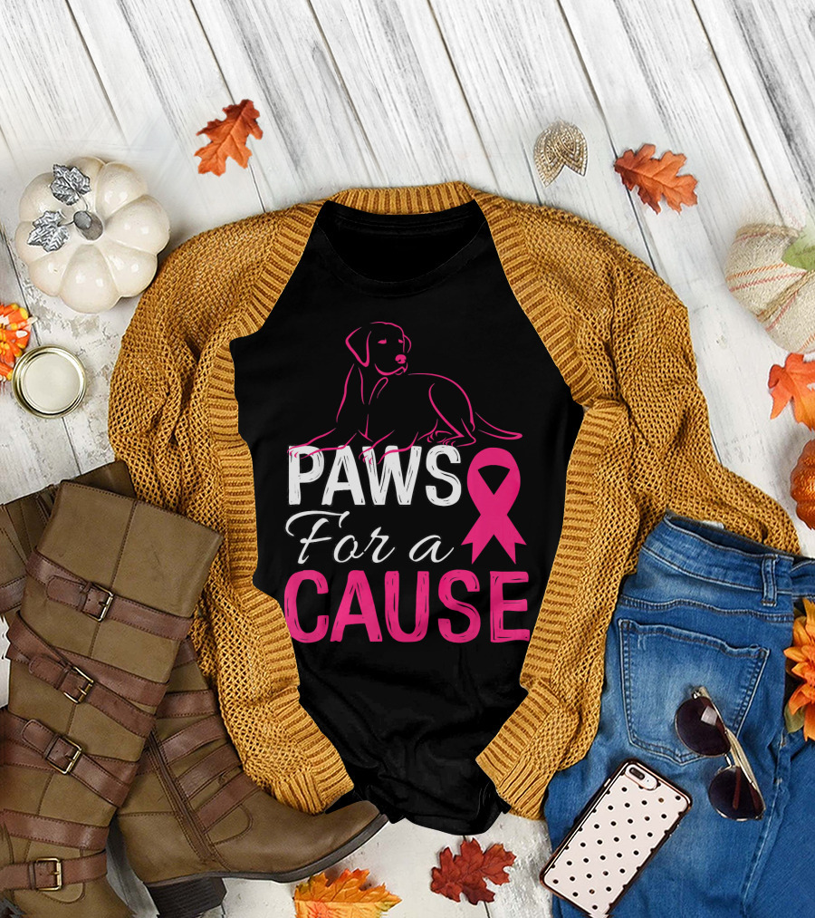 Paws For A Cause Breast Cancer Awareness Pink T-Shirt
